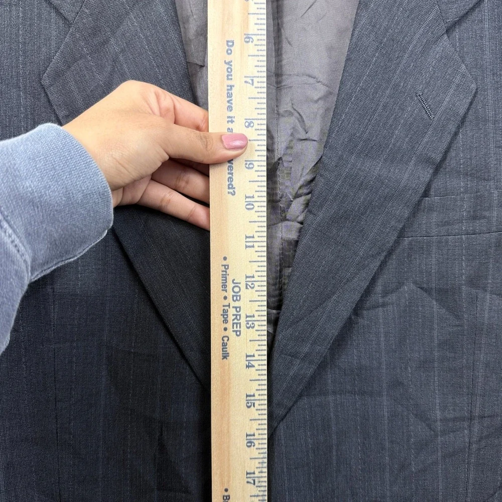 Made in France Blazer Mens 42 Grey Pinstripe Two Button Formal Suit Jacket